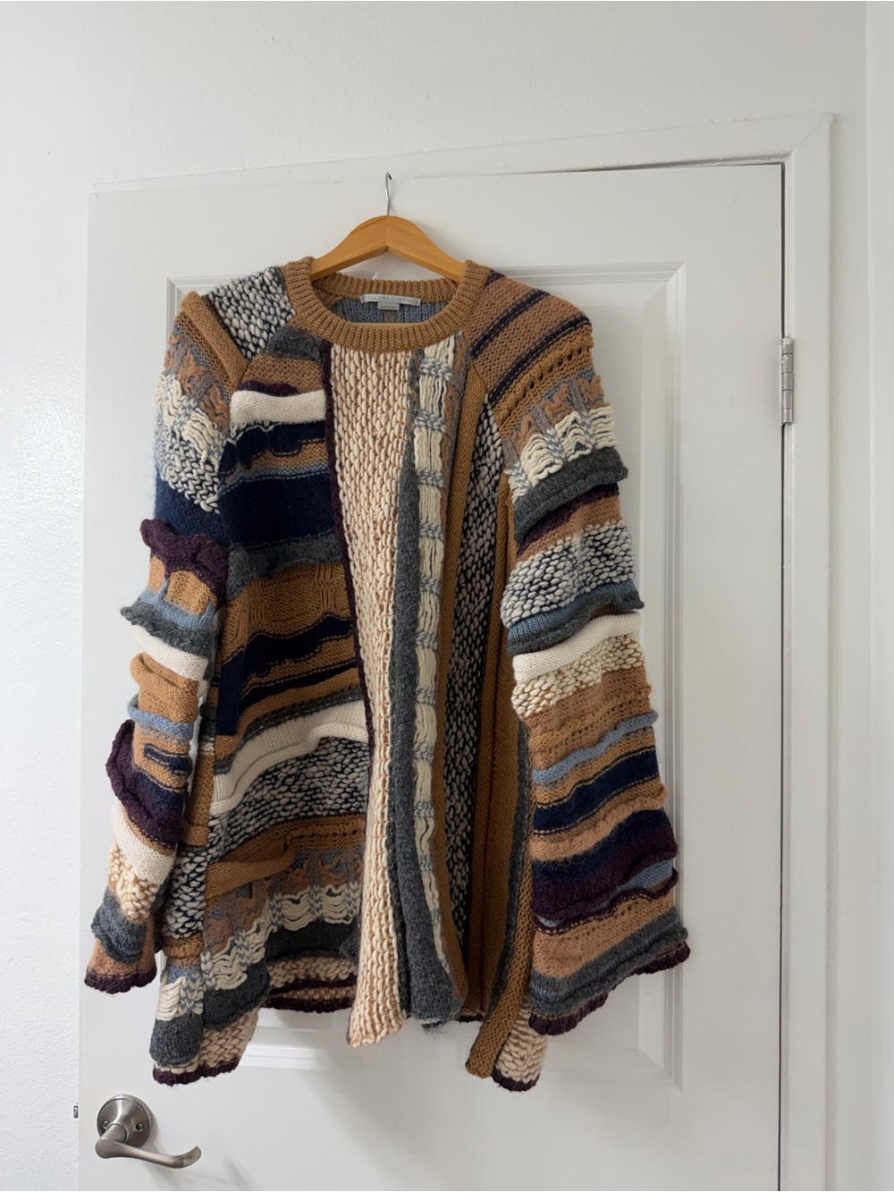 Stella McCartney Striped Chunky Knit Sweater - Tan, Navy, Cream, Gray, Burgundy